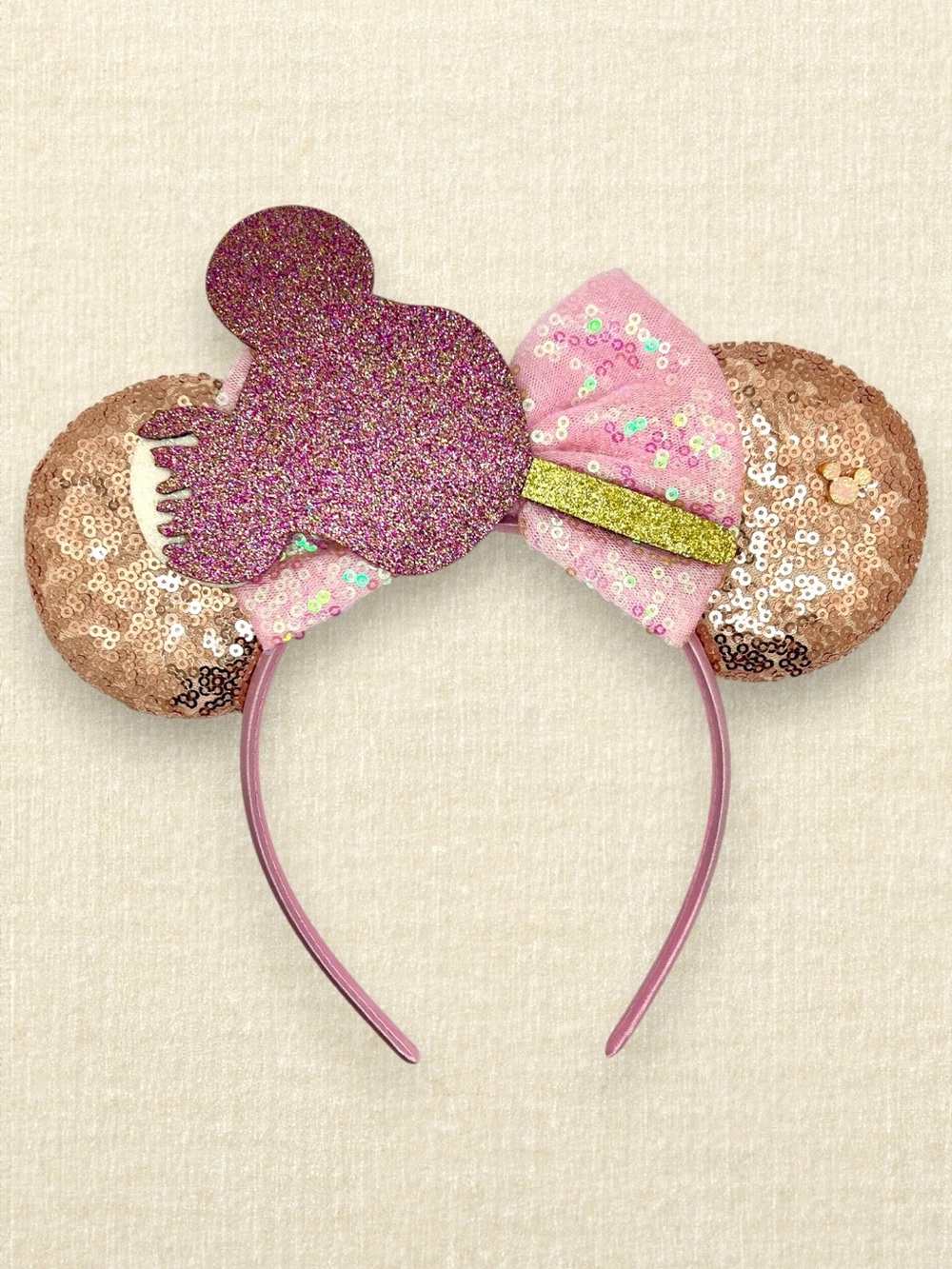 Rose Gold Sequin Mickey Ice Cream Bar Minnie Ears | Disney-Inspired Mouse Ears